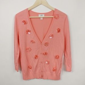 Ann Taylor LOFT Womens Pink Cardigan Sweater Med